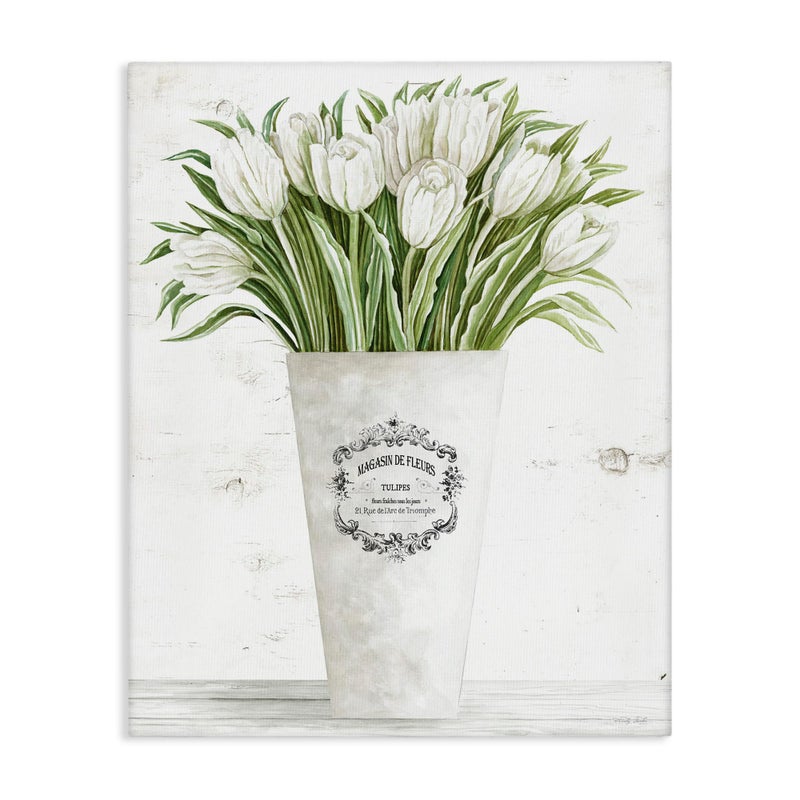 Stupell Industries Tulip Bouquet in Parisian Vase, Designed By Cindy Jacobs, 16 x 20, Canvas Wall Art - Image 1